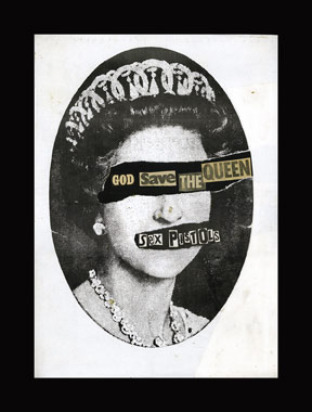 Les Sex Pistols outragent la reine. dans L'HISTGEOBOX / musique et politique 9.JamieReid'GodSavetheQueen